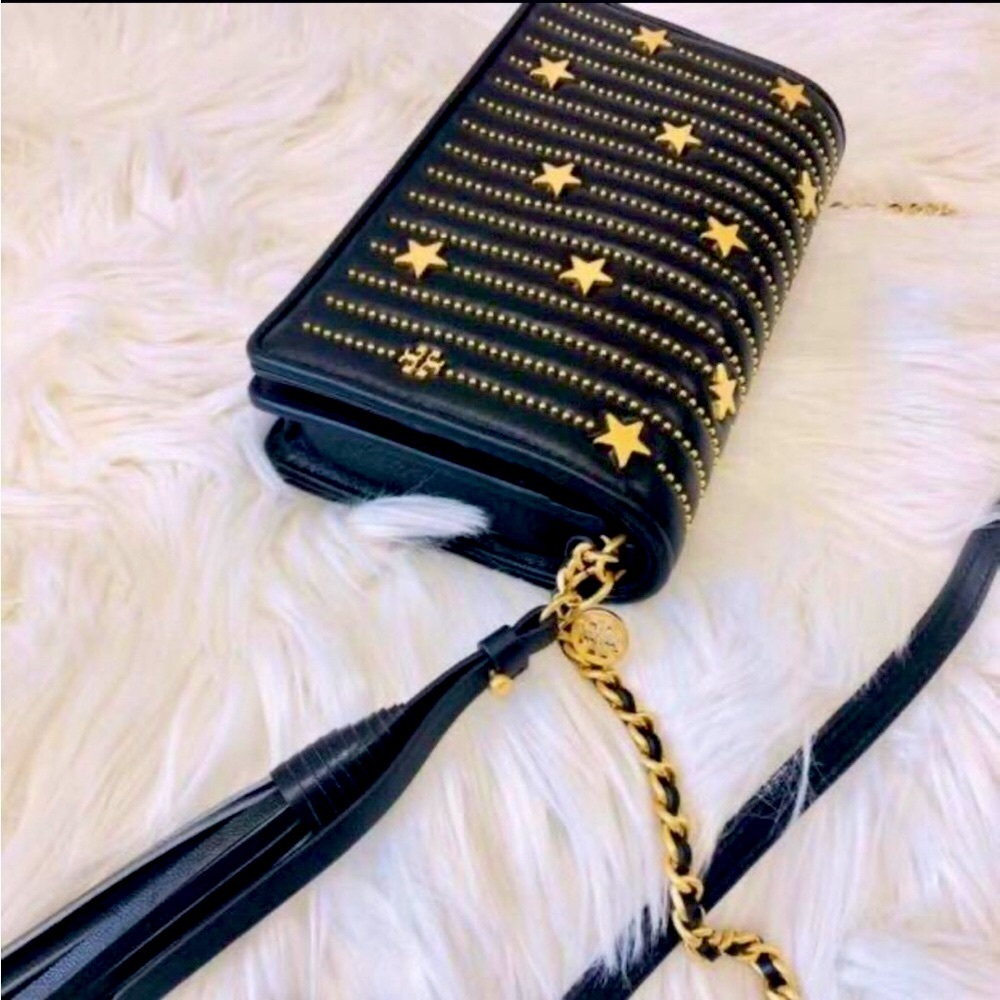 TORY BURCH THE FLEMMING STAR STUD FLAT SHOULDER BAG & WALLET Combo